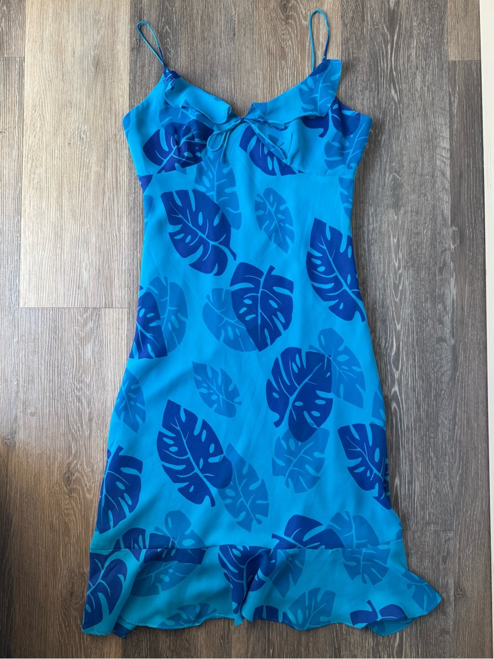 Y2K Vintage Fairy Express Blue Teal Floral Slip Dress with Ruffles Size 5/6
